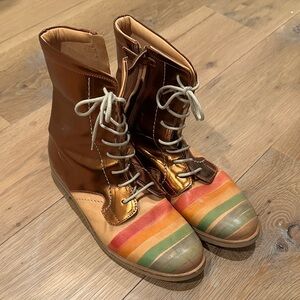 Colorful Lace Up Boots
